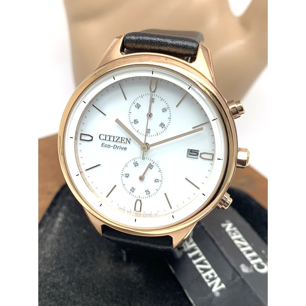 Citizen Women's Watch FB2003-05A Eco-Drive Chronograph White Dial Rose Gold 39mm